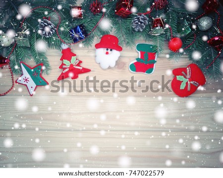 christmas background with fir branches frame snow and copy space