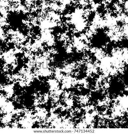 Dark grunge vector overlay. Black and white rough texture. Monochrome scratched pattern. 