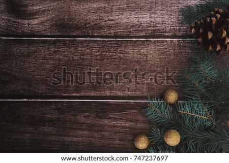 New Year\Christmas decorations on wooden background