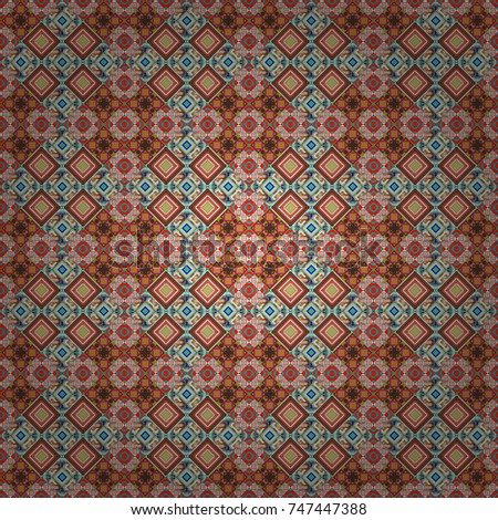 Vector geometric gray, brown and yellow flat seamless pattern.