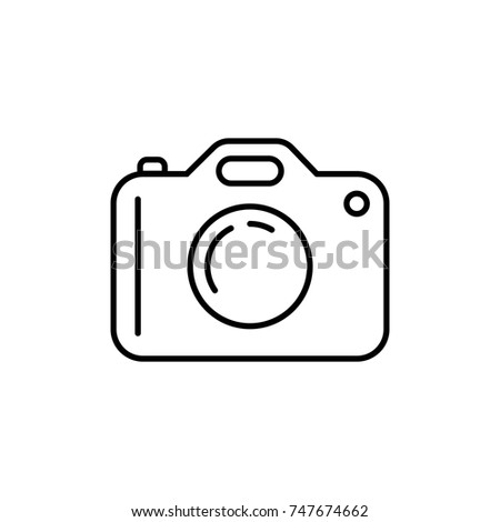 Camera icon in set on the white background. 
Set of thin, linear and modern electronic equipment icons.
Universal linear icons to use in web and mobile app.