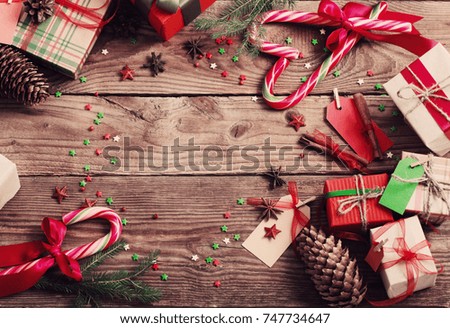 Christmas background with gift boxes 