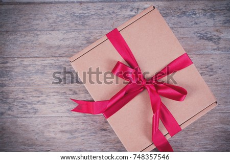 gift box on wooden table