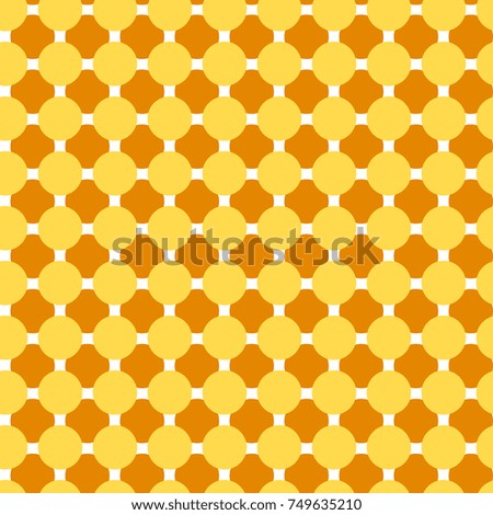 Abstract vector seamless pattern with orange and yellow dots on white backdrop. Geometric background. EPS10. Can be used as print on cover or cloth.
