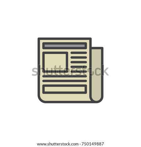 Newspaper filled outline icon, line vector sign, linear colorful pictogram isolated on white. News symbol, logo illustration. Pixel perfect vector graphics