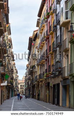 Pamplona, center of old European city, Spain, Europe.