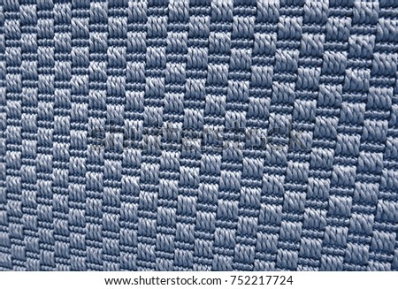 Textile Texture, Close Up of Blue Weaving Fabric Pattern Background with Copy Space for Text Decoration.