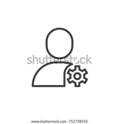 Account settings line icon, outline vector sign, linear style pictogram isolated on white. User with gear wheel symbol, logo illustration. Editable stroke