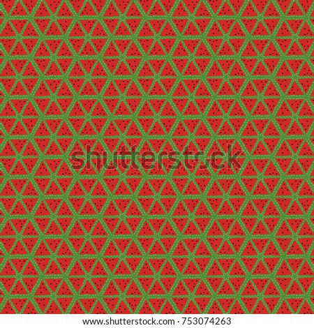 Summer watermelon background, red and green of watermelon pattern