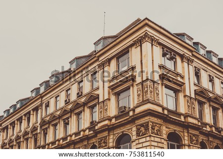 vintage colored historical building with stucco