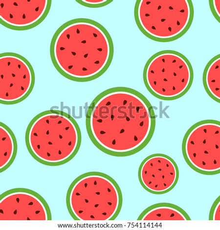 Juicy ripe, watermelon seamless pattern background icon. Business flat vector illustration. 