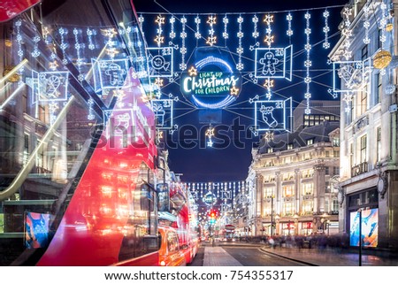 Christmas lights 2017 on Oxford street, London, UK