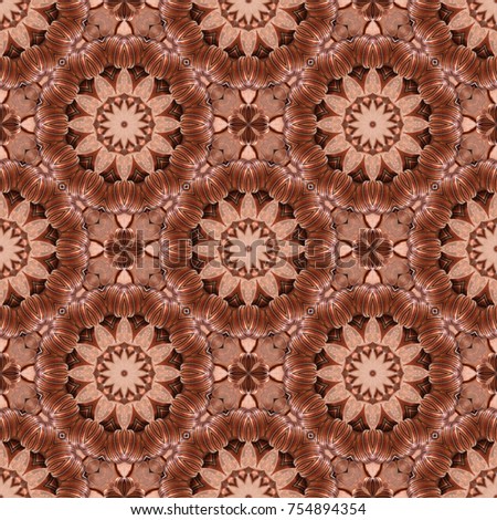 Seamless tile pattern inspired in pennies forming abstract wallpaper. Stylish linear brown and golden texture. 
abstract geometric background.