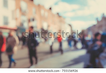 blurred background of Crowded street in Cambridge, UK