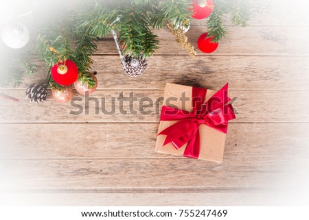 christmas concept,girt box on wooden background