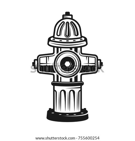 Fire hydrant vector detailed illustration in vintage monochrome style isolated on white background