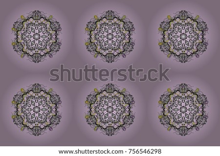 Raster illustration. A neutral, gray and yellow colors with snowflakes. Raster christmas abstract colorful background with cute snowflake.