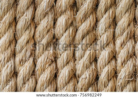 Rough rope background with copy space. Old manual rope rough close-up. Seamless texture.