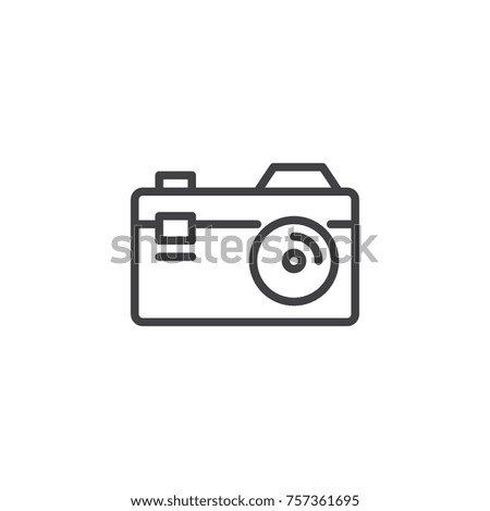 Photo camera line icon, outline vector sign, linear style pictogram isolated on white. Symbol, logo illustration. Editable stroke