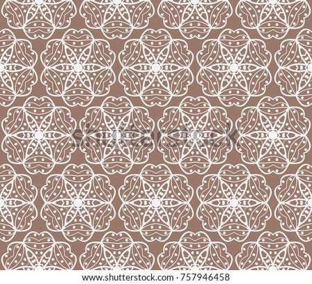 Beautiful fashion seamless pattern with geometric flower lace ornament. vector illustration