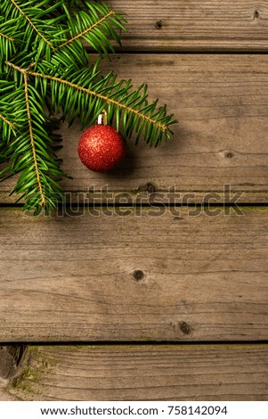 Christmas background on an old wooden table