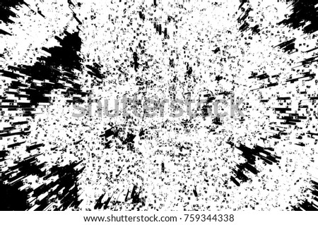 Grunge black and white pattern. Monochrome abstract texture. Background of cracks, scuffs, chips, stains, ink spots, lines. Dark design background surface. Gray printing element