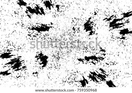 Grunge black and white pattern. Monochrome abstract texture. Background of cracks, scuffs, chips, stains, ink spots, lines. Dark design background surface. Gray printing element