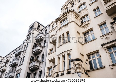 majestic and luxury facades from low angle view