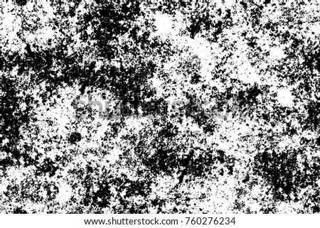 Grunge black and white pattern. Monochrome particles abstract texture. Background of cracks, scuffs, chips, stains, ink spots, lines. Dark design background surface. Gray printing element
