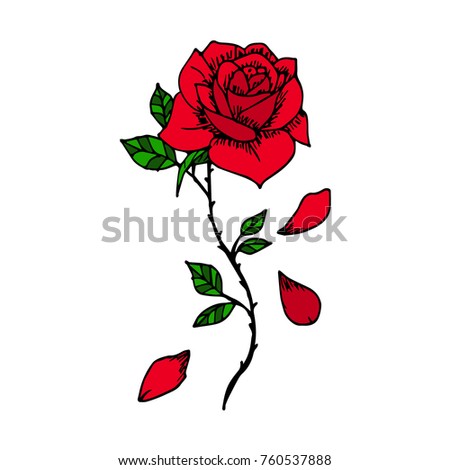 Rose vector illustration. Doodle style. Design, print, logo, decor, textile, paper