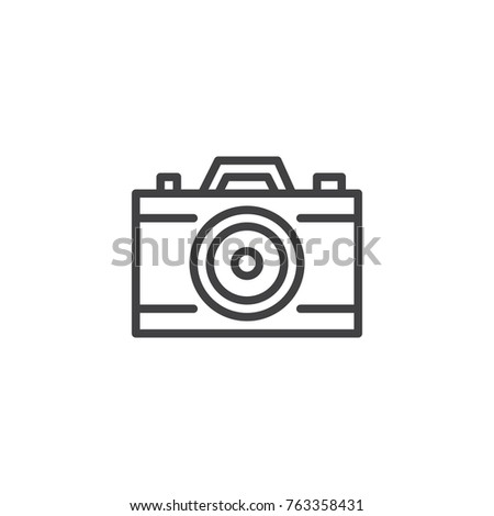 Photo camera line icon, outline vector sign, linear style pictogram isolated on white. Camera symbol, logo illustration. Editable stroke