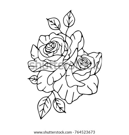 Rose icon illustration. Doodle style. Design, print, logo, decor, textile, paper