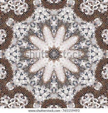 pattern with symmetric geometric ornament. Ornamental mosaic texture. Kaleidoscope abstract background. 