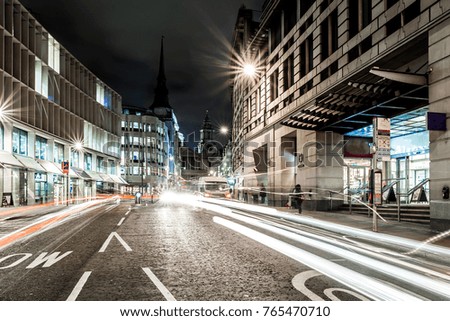 St Paul Cathedral and holiday traffic in the night, London