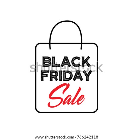 Black Friday sale with shopping bag.