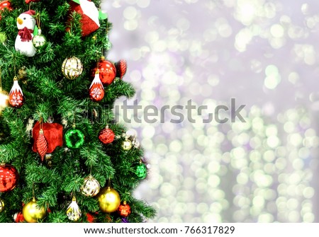 christmas x-mas tree ornament decoration with copy space bokeh background holiday