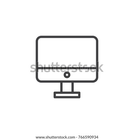 Computer monitor line icon, outline vector sign, linear style pictogram isolated on white. PC screen symbol, logo illustration. Editable stroke