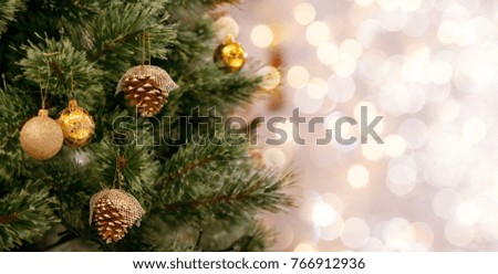 Beautiful christmas tree and Christmas decorations. Happy new year decoration. Christmas background. Christmas decoration tree. Happy New Year