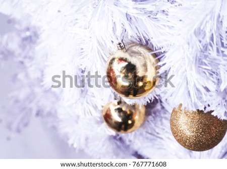 Decorated white Christmas tree background for editorial use