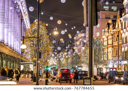 Oxford street in Christmas time, London, UK