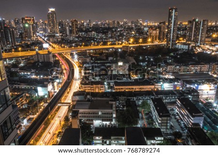 Bangkok city scape night traffic