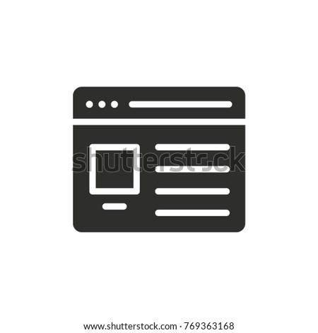 Browser vector icon. Black illustration isolated on white background for graphic and web design.