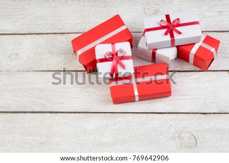 Gift boxes and present for christmas on wood table