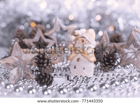 Christmas snowman and decorations on a white background