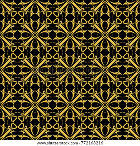 Abstract seamless pattern of black and gold color for wallpapers and background. 