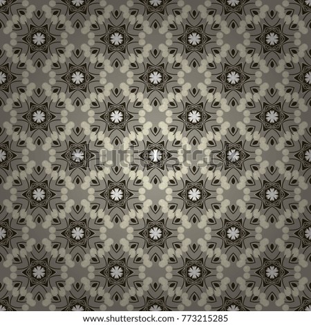 Vintage seamless pattern for print. Invitation, wedding card, national design. Mandala abstract colorful brown, gray and beige background. Decorative arabic round lace ornate mandala. Vector sketch.