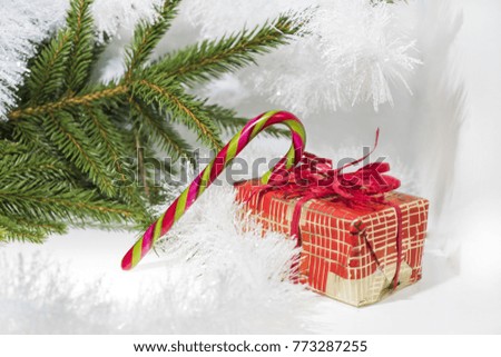 Christmas abstract photo. Some holiday decorations isolated on white background.