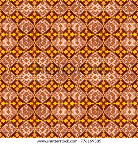 Modern ornament with orange, yellow and red elements. Geometric abstract pattern. Seamless geometric pattern.