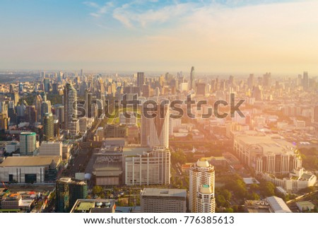 Bangkok city office building central business downtown skyline, cityscape background