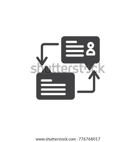 Dialogue speech bubbles icon vector, filled flat sign, solid pictogram isolated on white. Messaging chat symbol, logo illustration.